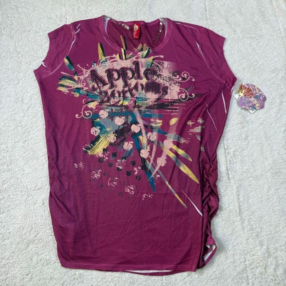 NWT Apple Bottoms Pink Graphic Tunic Top – Y2K Statement Logo Tee